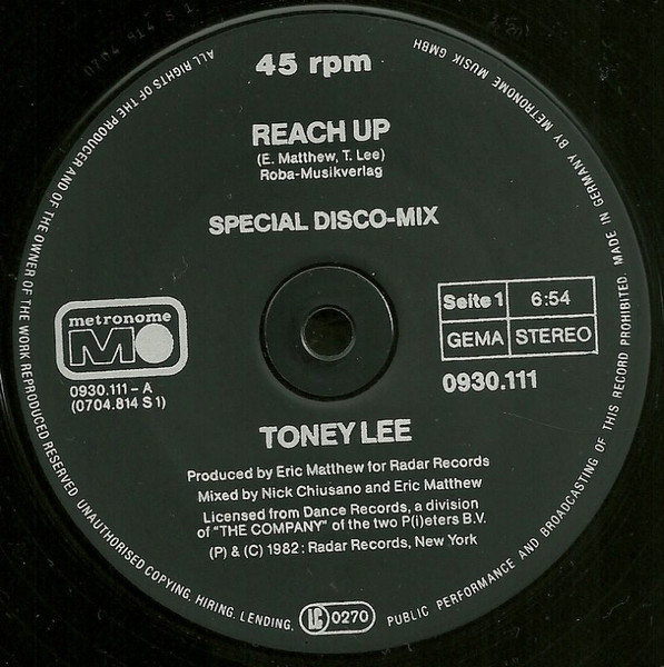 Toney Lee - Reach Up | Metronome (0930.111)