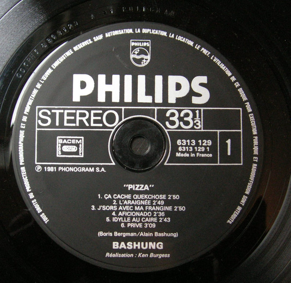 Alain Bashung - Pizza | Philips (6313 129) - 4 Alain Bashung - Pizza | Philips (6313 129) - 4