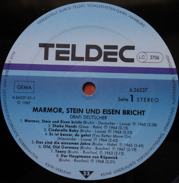 Drafi Deutscher - Marmor, Stein Und Eisen Bricht | TELDEC (6.26527 AG) - 3