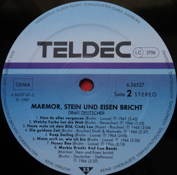 Drafi Deutscher - Marmor, Stein Und Eisen Bricht | TELDEC (6.26527 AG) - 4