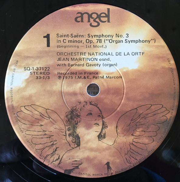 Camille Saint-Saëns - Jean Martinon , Orchestre National De France With Bernard Gavoty - Symphony No.3 In C Minor (The Organ Symphony) | Angel Records (S-37122) - 3