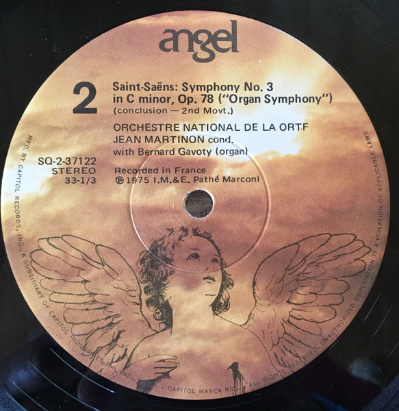 Camille Saint-Saëns - Jean Martinon , Orchestre National De France With Bernard Gavoty - Symphony No.3 In C Minor (The Organ Symphony) | Angel Records (S-37122) - 4