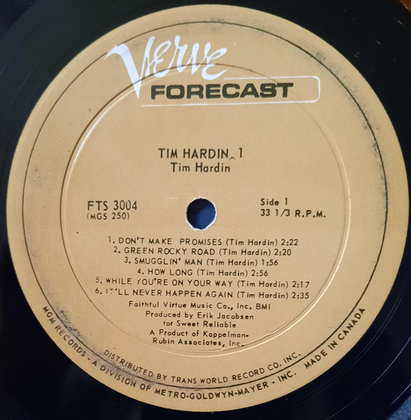 Tim Hardin - Tim Hardin 1 | Verve Forecast (FTS-3004) - 3 Tim Hardin - Tim Hardin 1 | Verve Forecast (FTS-3004) - 3