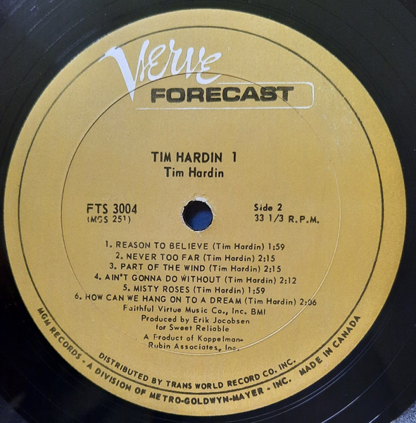Tim Hardin - Tim Hardin 1 | Verve Forecast (FTS-3004) - 4 Tim Hardin - Tim Hardin 1 | Verve Forecast (FTS-3004) - 4
