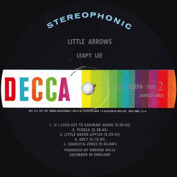 Leapy Lee - Little Arrows | Decca (DL 75076) - 4