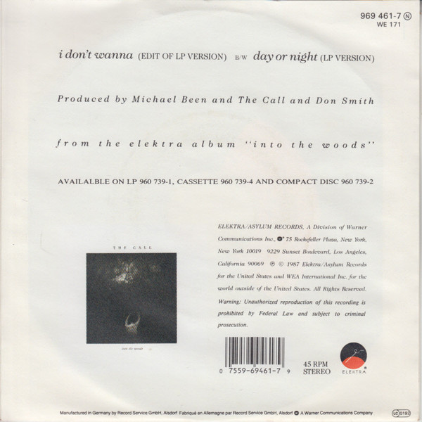 The Call - I Don't Wanna | Elektra (969 461-7) - 3