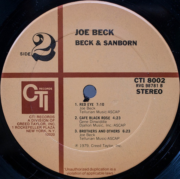 Joe Beck & David Sanborn - Beck & Sanborn | CTI Records (CTI 8002) - 4 Joe Beck & David Sanborn - Beck & Sanborn | CTI Records (CTI 8002) - 4