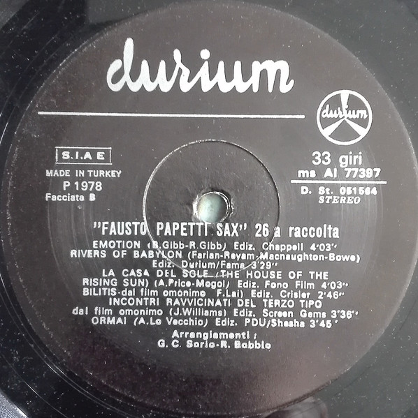 Fausto Papetti - 26a Raccolta | Durium (ms AI 77397) - 3