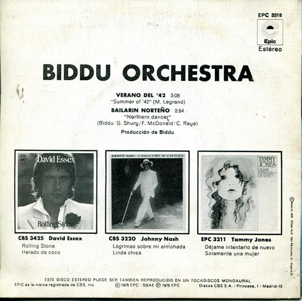 Biddu Orchestra - Verano Del '42 | Epic (EPC 3318) - 2