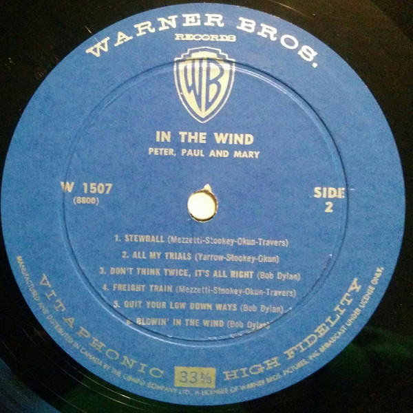 Peter, Paul & Mary - In The Wind | Warner Bros. Records (W 1507) - 4 Peter, Paul & Mary - In The Wind | Warner Bros. Records (W 1507) - 4