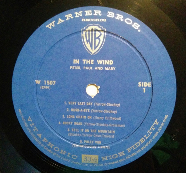 Peter, Paul & Mary - In The Wind | Warner Bros. Records (W 1507) - 3 Peter, Paul & Mary - In The Wind | Warner Bros. Records (W 1507) - 3