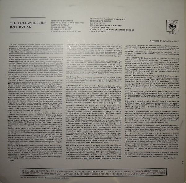 Bob Dylan - The Freewheelin' Bob Dylan | CBS (62193) - 2 Bob Dylan - The Freewheelin' Bob Dylan | CBS (62193) - 2