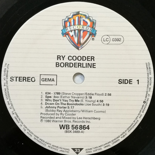 Ry Cooder - Borderline | Warner Bros. Records (WB 56 864) - main Ry Cooder - Borderline | Warner Bros. Records (WB 56 864) - main