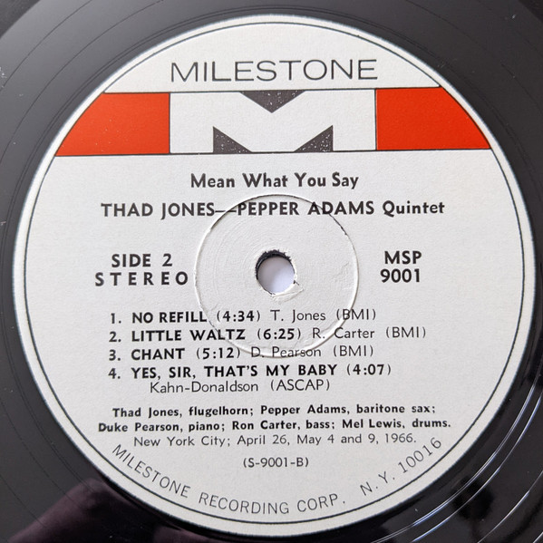 Thad Jones / Pepper Adams Quintet - Mean What You Say | Milestone (MSP 9001) - 4 Thad Jones / Pepper Adams Quintet - Mean What You Say | Milestone (MSP 9001) - 4