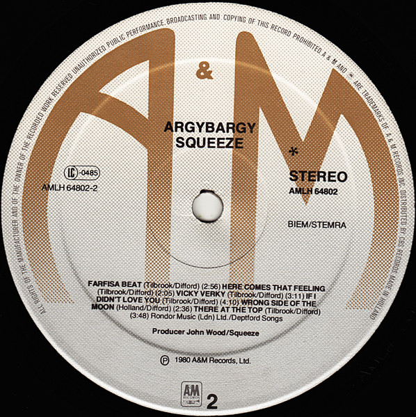 Squeeze - Argybargy | A&M Records (AMLH 64802) - 4 Squeeze - Argybargy | A&M Records (AMLH 64802) - 4