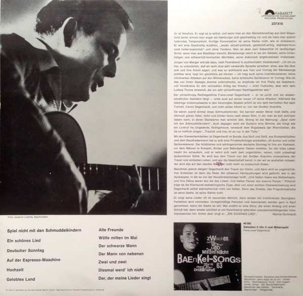 Franz Josef Degenhardt - Spiel Nicht Mit Den Schmuddelkindern | Polydor (237816) - 2 Franz Josef Degenhardt - Spiel Nicht Mit Den Schmuddelkindern | Polydor (237816) - 2