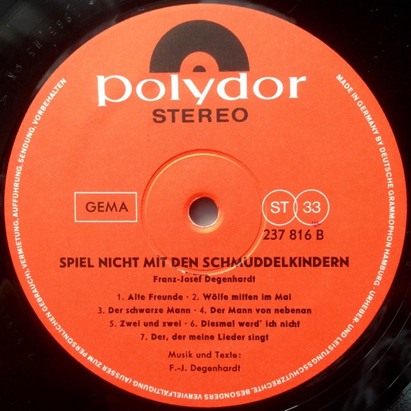 Franz Josef Degenhardt - Spiel Nicht Mit Den Schmuddelkindern | Polydor (237816) - 4 Franz Josef Degenhardt - Spiel Nicht Mit Den Schmuddelkindern | Polydor (237816) - 4