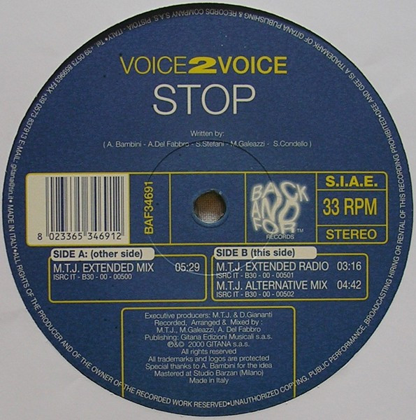 Voice 2 Voice - Stop | Back And For Records (BAF 34691) - 2 Voice 2 Voice - Stop | Back And For Records (BAF 34691) - 2