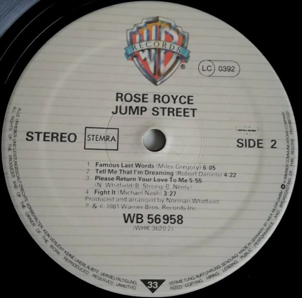 Rose Royce - Jump Street | Warner Bros. Records (WB 56 958) - 4