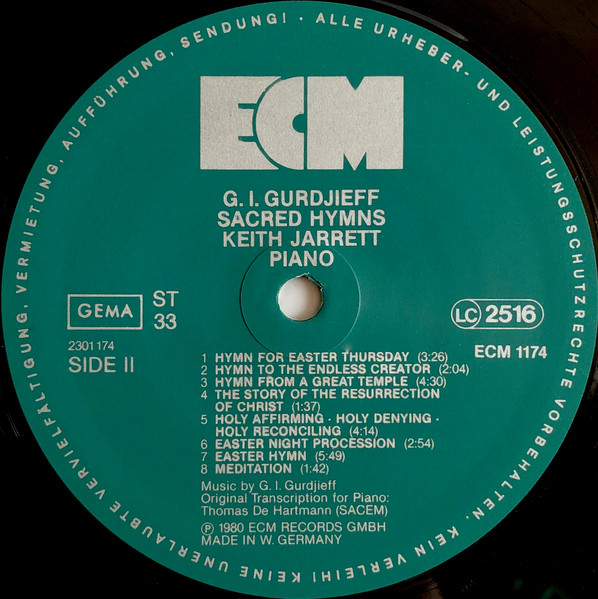 Georges Ivanovitch Gurdjieff - Keith Jarrett - Sacred Hymns | ECM Records (ECM 1174) - 4 Georges Ivanovitch Gurdjieff - Keith Jarrett - Sacred Hymns | ECM Records (ECM 1174) - 4