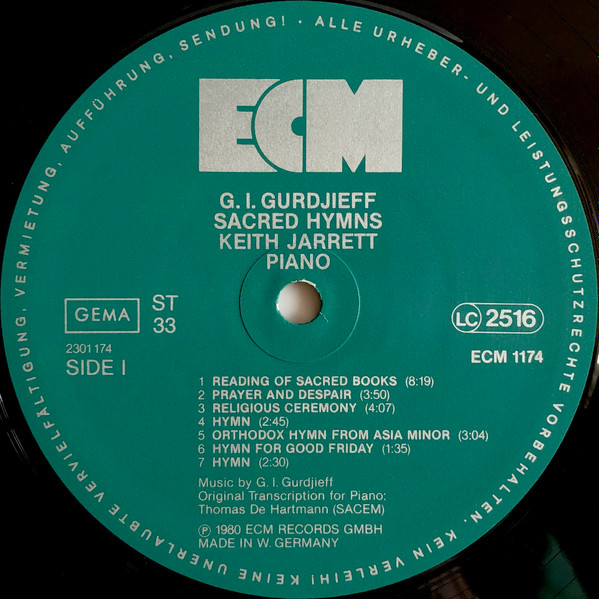 Georges Ivanovitch Gurdjieff - Keith Jarrett - Sacred Hymns | ECM Records (ECM 1174) - 3 Georges Ivanovitch Gurdjieff - Keith Jarrett - Sacred Hymns | ECM Records (ECM 1174) - 3