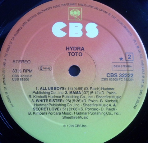 Toto - Hydra | CBS (CBS 32222) - 4 Toto - Hydra | CBS (CBS 32222) - 4