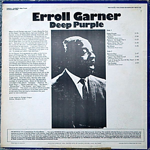 Erroll Garner - Deep Purple | Pickwick/33 Records (SPC-3254) - 2 Erroll Garner - Deep Purple | Pickwick/33 Records (SPC-3254) - 2