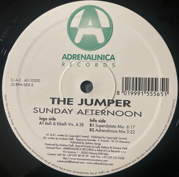The Jumper - Sunday Afternoon | Adrenalinica Records (AD02500) - 2 The Jumper - Sunday Afternoon | Adrenalinica Records (AD02500) - 2