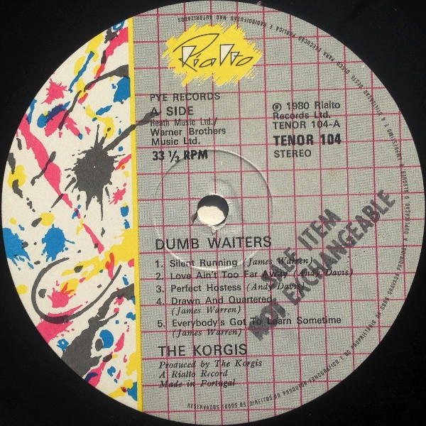 The Korgis - Dumb Waiters | Rialto (TENOR 104) - 3