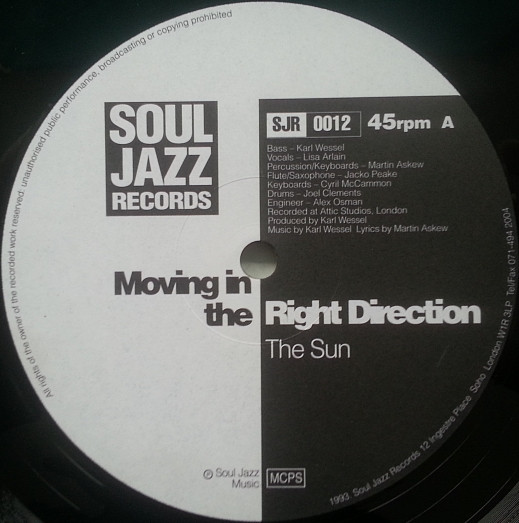 Moving In The Right Direction - The Sun / Hand On The Skunk | Soul Jazz Records (SJR 0012) - 3 Moving In The Right Direction - The Sun / Hand On The Skunk | Soul Jazz Records (SJR 0012) - 3
