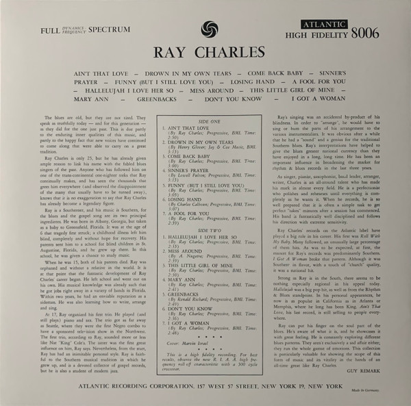 Ray Charles - Ray Charles | Atlantic (RCV1 555956) - 2