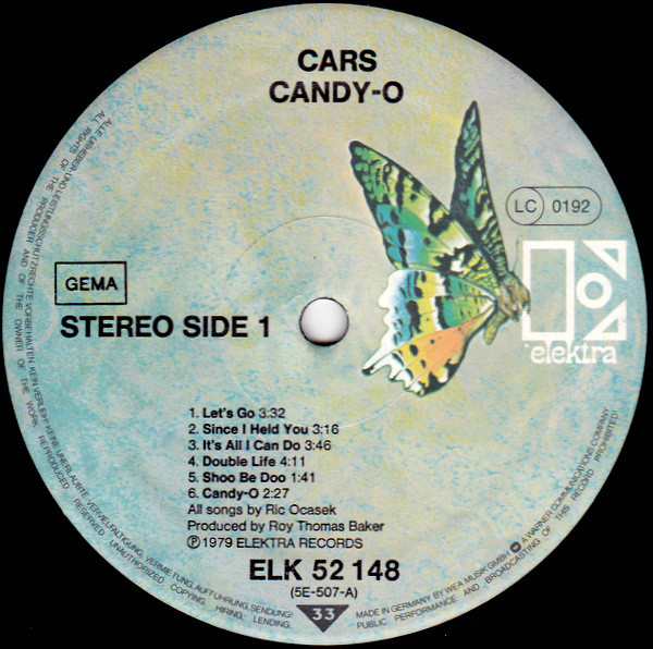 The Cars - Candy-O | Elektra (ELK 52 148) - 3