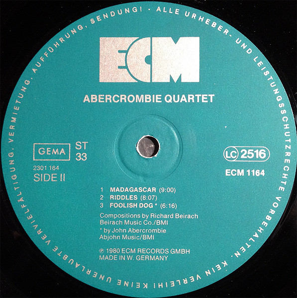 John Abercrombie Quartet - Abercrombie Quartet | ECM Records (ECM 1164) - 4