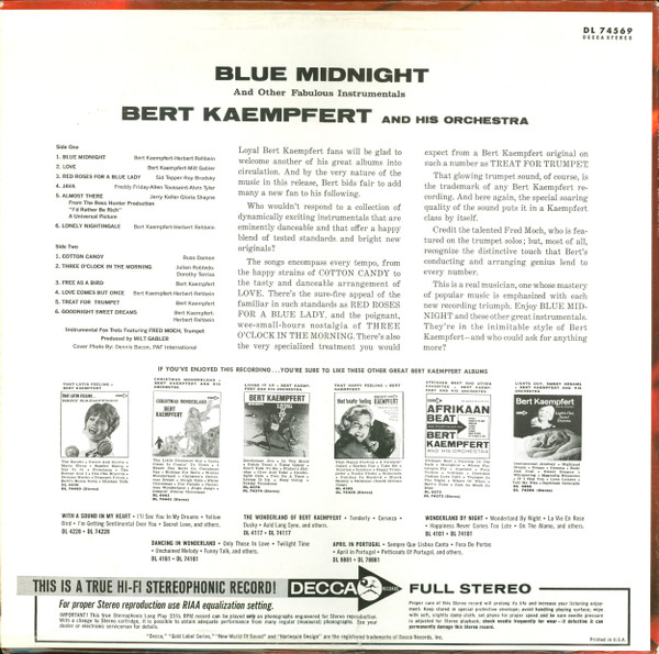 Bert Kaempfert & His Orchestra - Blue Midnight And Other Fabulous Instrumentals | Decca (DL 74569) - 2