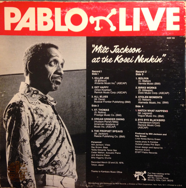 Milt Jackson - Milt Jackson At The Kosei Nenkin | Pablo Live (2620 103) - 4