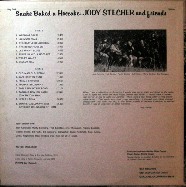 Jody Stecher And Friends - Snake Baked A Hoecake | Bay Records (203) - 2