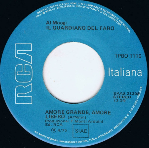 Il Guardiano Del Faro - Amore Grande Amore Libero | RCA (TPBO 1115) - 3 Il Guardiano Del Faro - Amore Grande Amore Libero | RCA (TPBO 1115) - 3