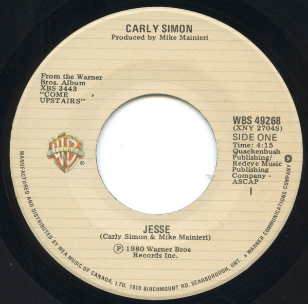 Carly Simon - Jesse / Stardust | Warner Bros. Records (WBS 49268)