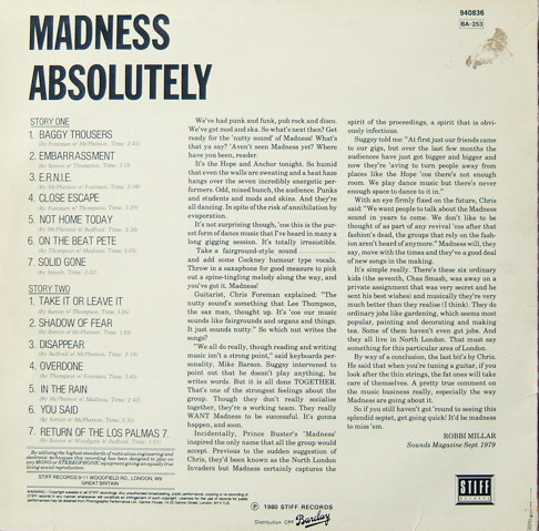 Madness - Absolutely | Stiff Records (940836) - 2