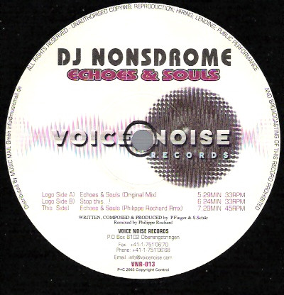 DJ Nonsdrome - Echoes & Souls | Voice-Noise Records (VNR-013) - 2