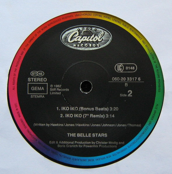 The Belle Stars - Iko Iko | Capitol Records (060-20 3317 6) - 4