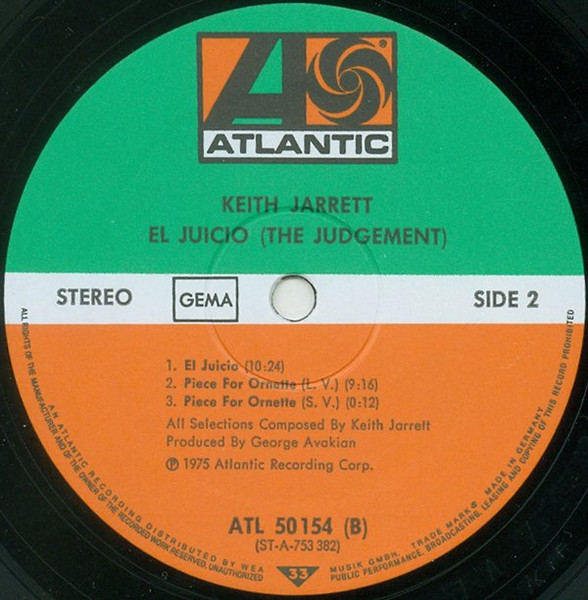 Keith Jarrett - El Juicio (The Judgement) | Atlantic (ATL 50 154) - 4