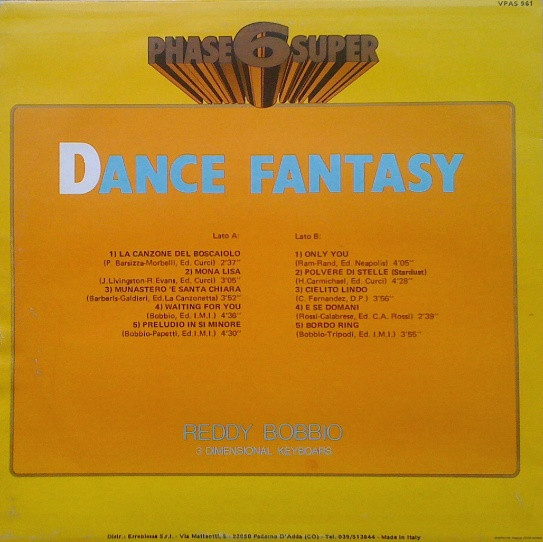 Reddy Bobbio 3 Dimensional Keyboards - Dance Fantasy | Phase 6 Super Stereo (VPAS 961) - 2