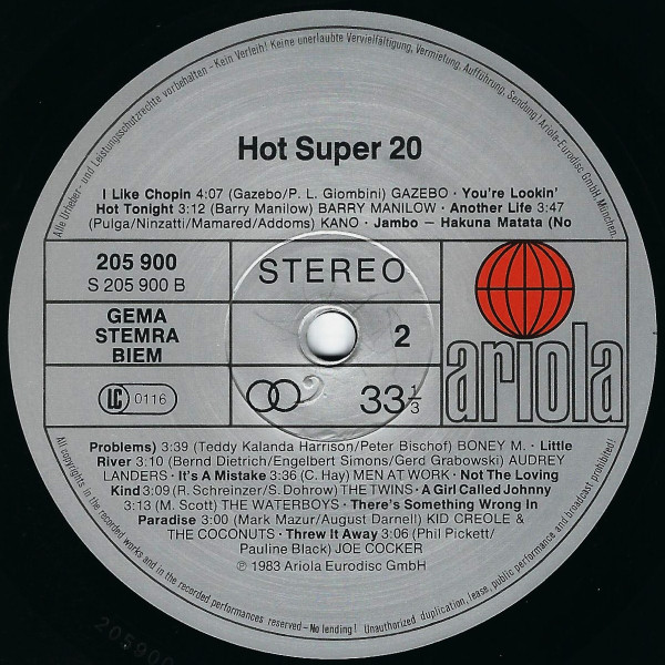 Various - Hot Super 20 | Ariola (205 900) - 4