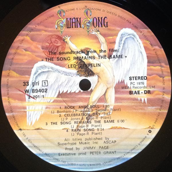 Led Zeppelin - The Soundtrack From The Film The Song Remains The Same | Swan Song (W 89402) - 2