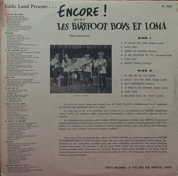 Les Barefoot Boys Et Loma - Encore! | Tahiti Records (EL 1023) - 2 Les Barefoot Boys Et Loma - Encore! | Tahiti Records (EL 1023) - 2