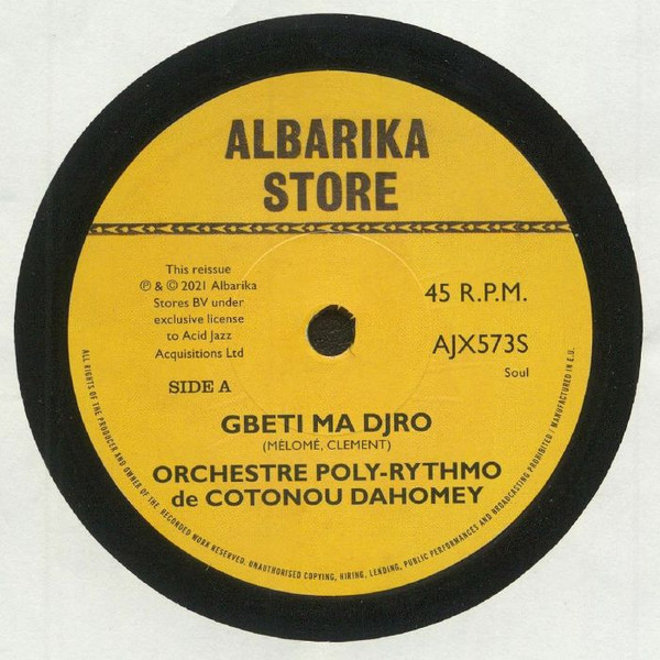 T.P. Orchestre Poly-Rythmo - Gbeti Ma Djro / Angelina II | Acid Jazz (AJX573S)