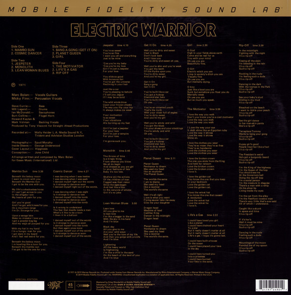T. Rex - Electric Warrior | Mobile Fidelity Sound Lab (MFSL 2-490) - 3