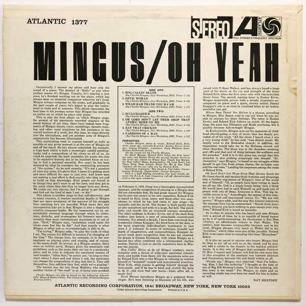Charles Mingus - Oh Yeah | Atlantic (SD 1377) - 2
