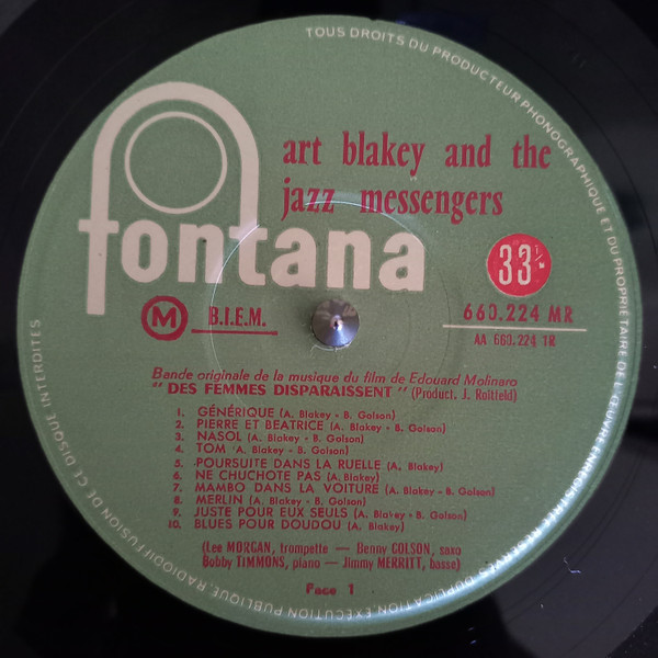 Art Blakey & The Jazz Messengers - Des Femmes Disparaissent | Fontana (660.224 MR) - 3